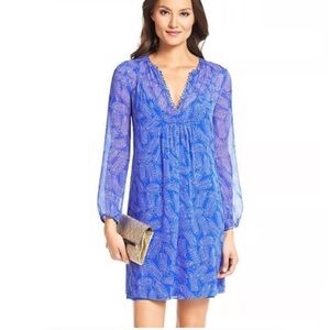 Diane Von Furstenberg Royal Blue Dress with White Embroidery